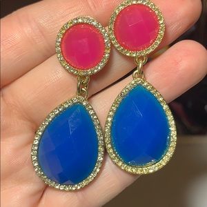Pink and blue teardrop earrings